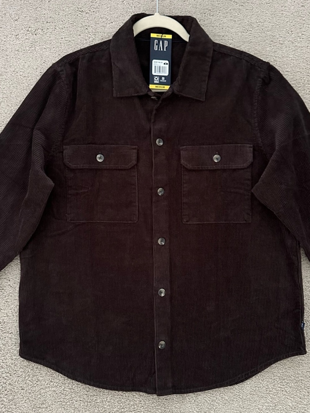 Gap Chocolate Brown Oversized Corduroy Fall Button Down Shirt / Shacket
